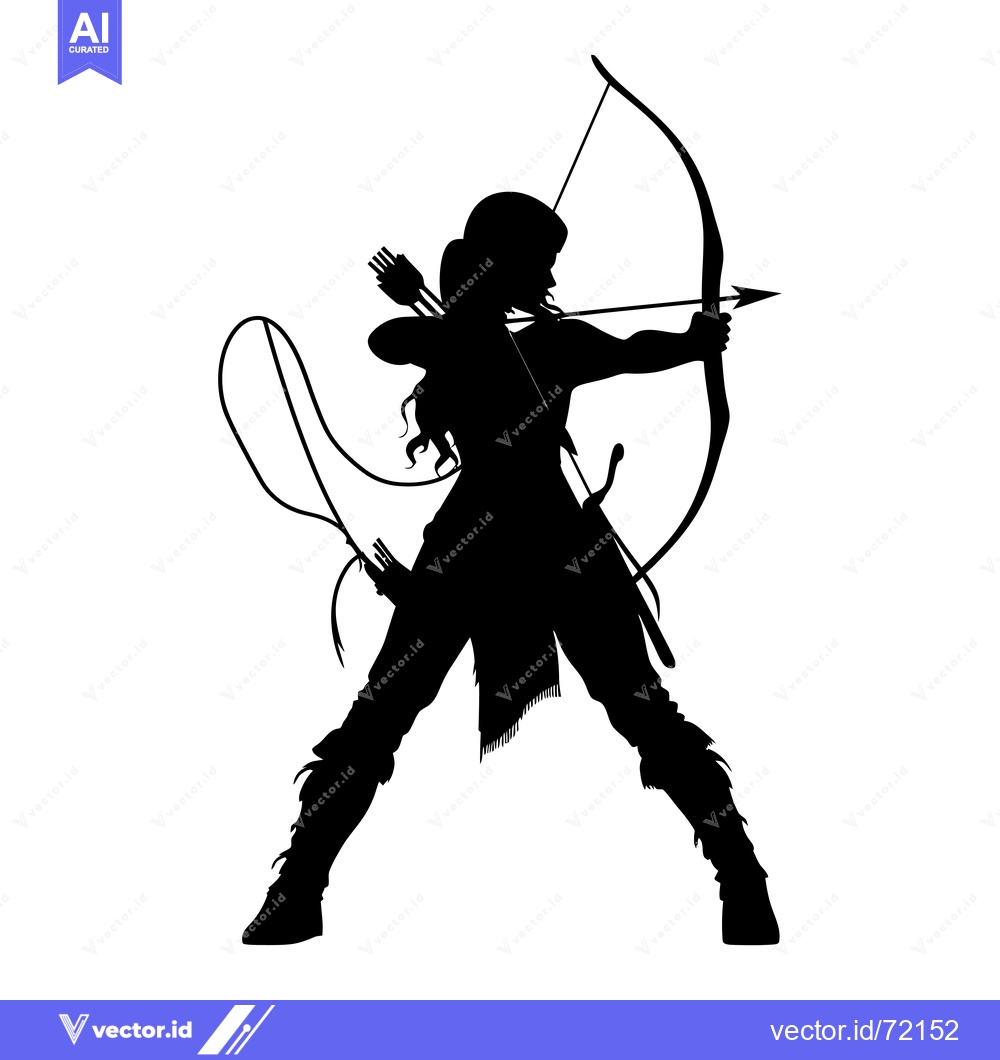 Premium Vector dari Silhouette of a woman aiming a bow and arrow