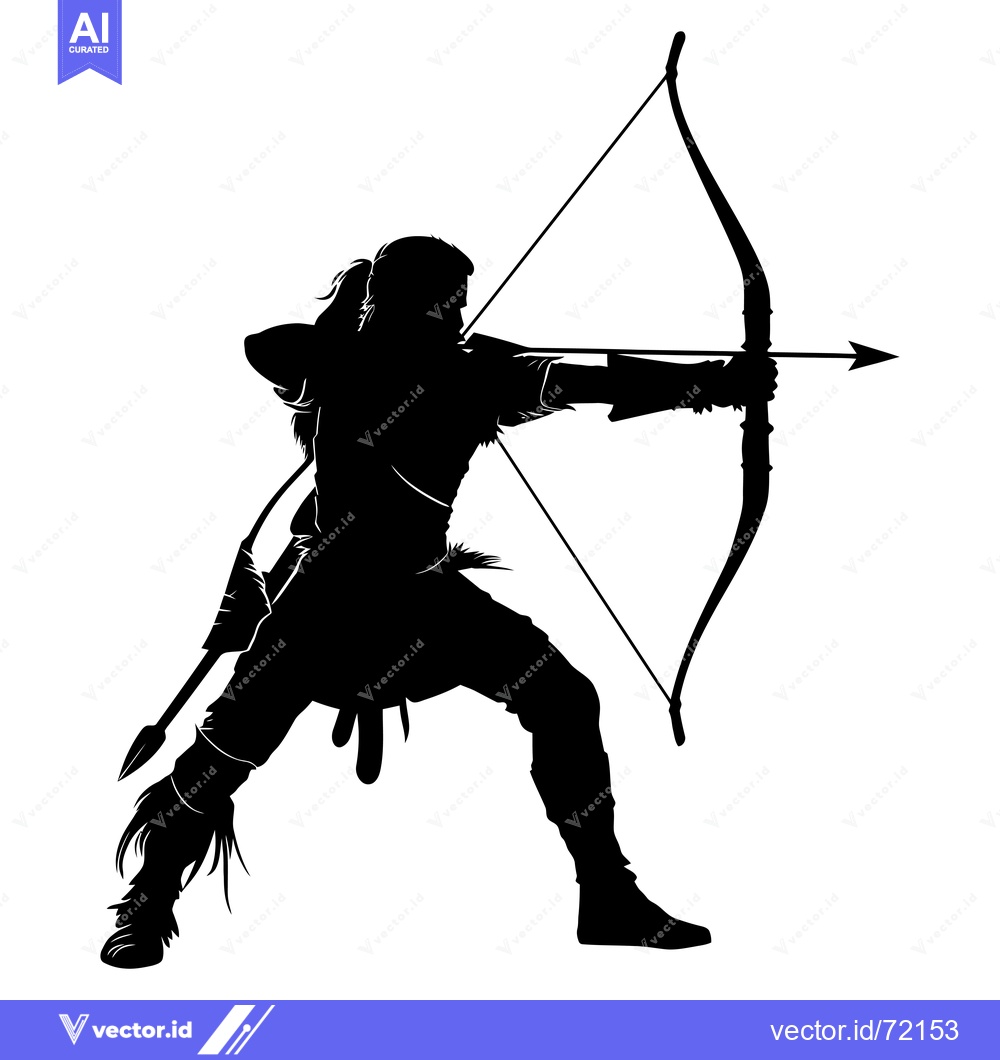Premium Vector of Silhouette of an Archer Aiming a Bow and Arrow