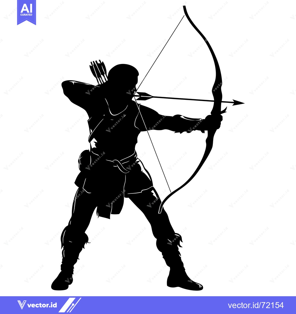 Premium Vector of Silhouette of a Man Holding a Bow and Arrow