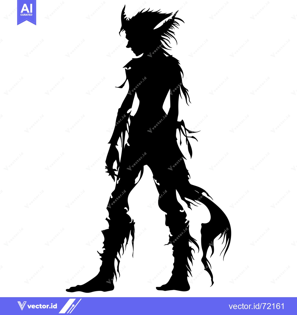 Premium Vector of Silhouette of a Female Elf with Pointed Ears