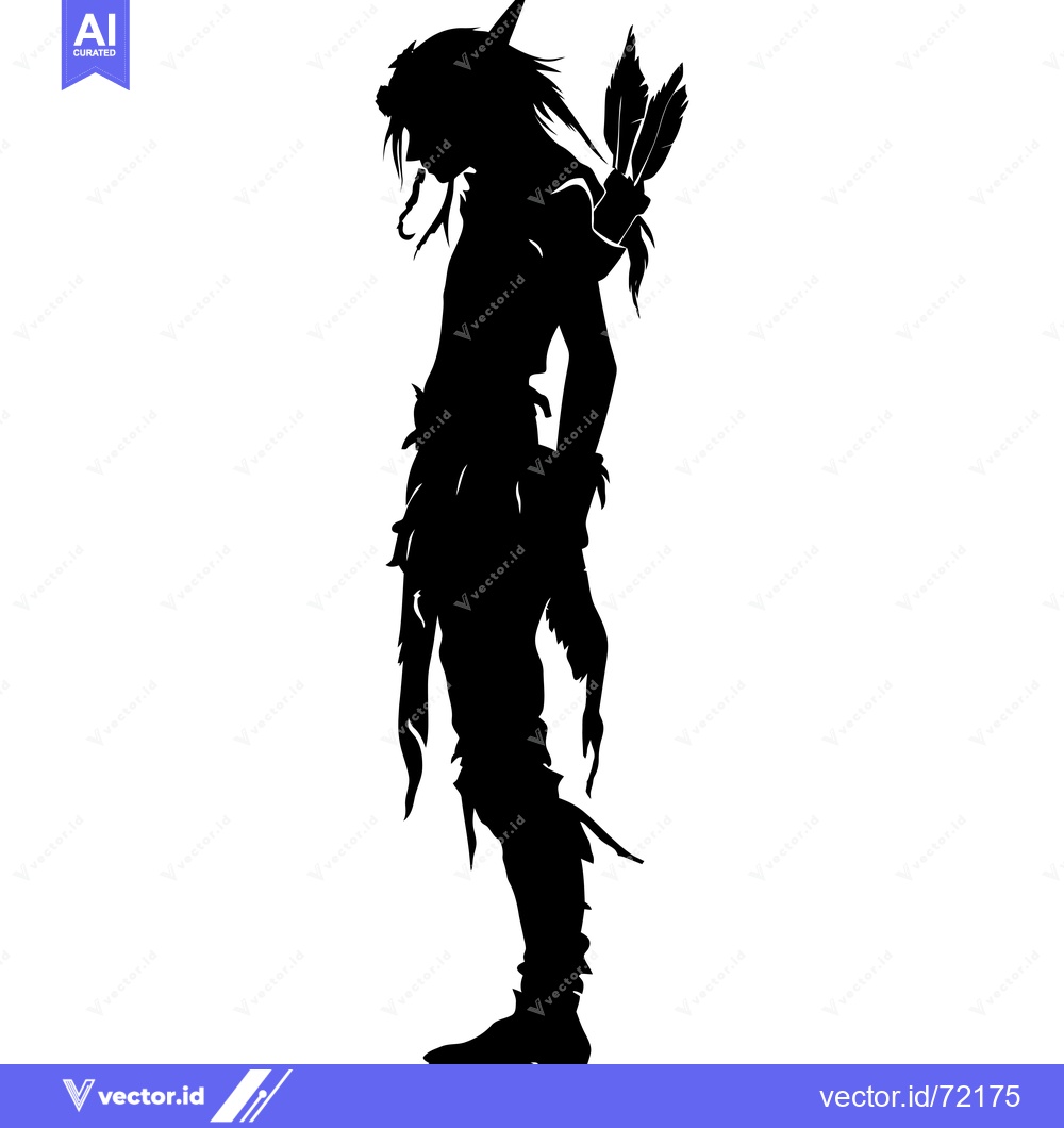 Premium Vector dari Silhouette of a Male Elf Archer with Arrows