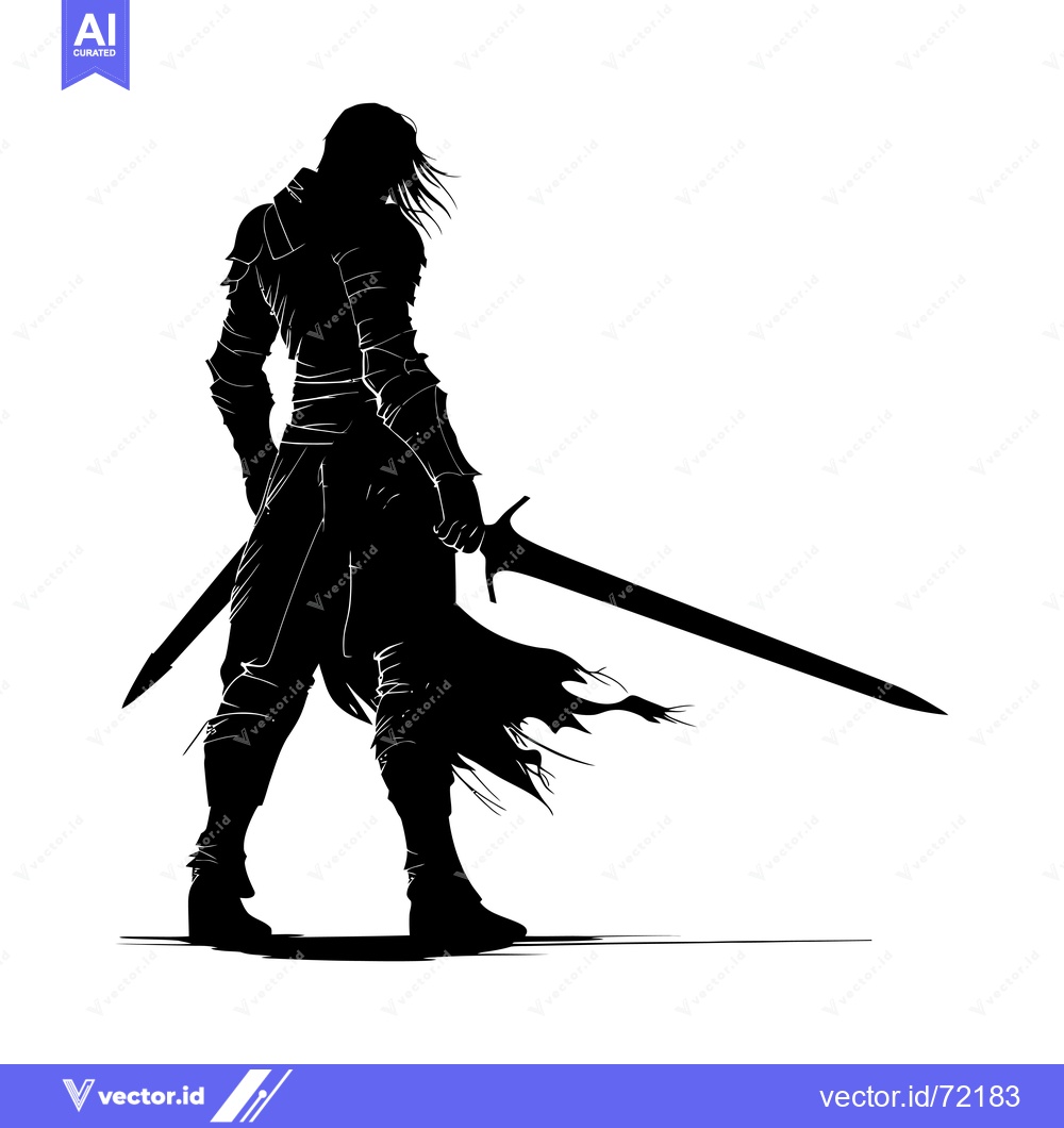 Premium Vector of Silhouette of a Warrior with a Sword