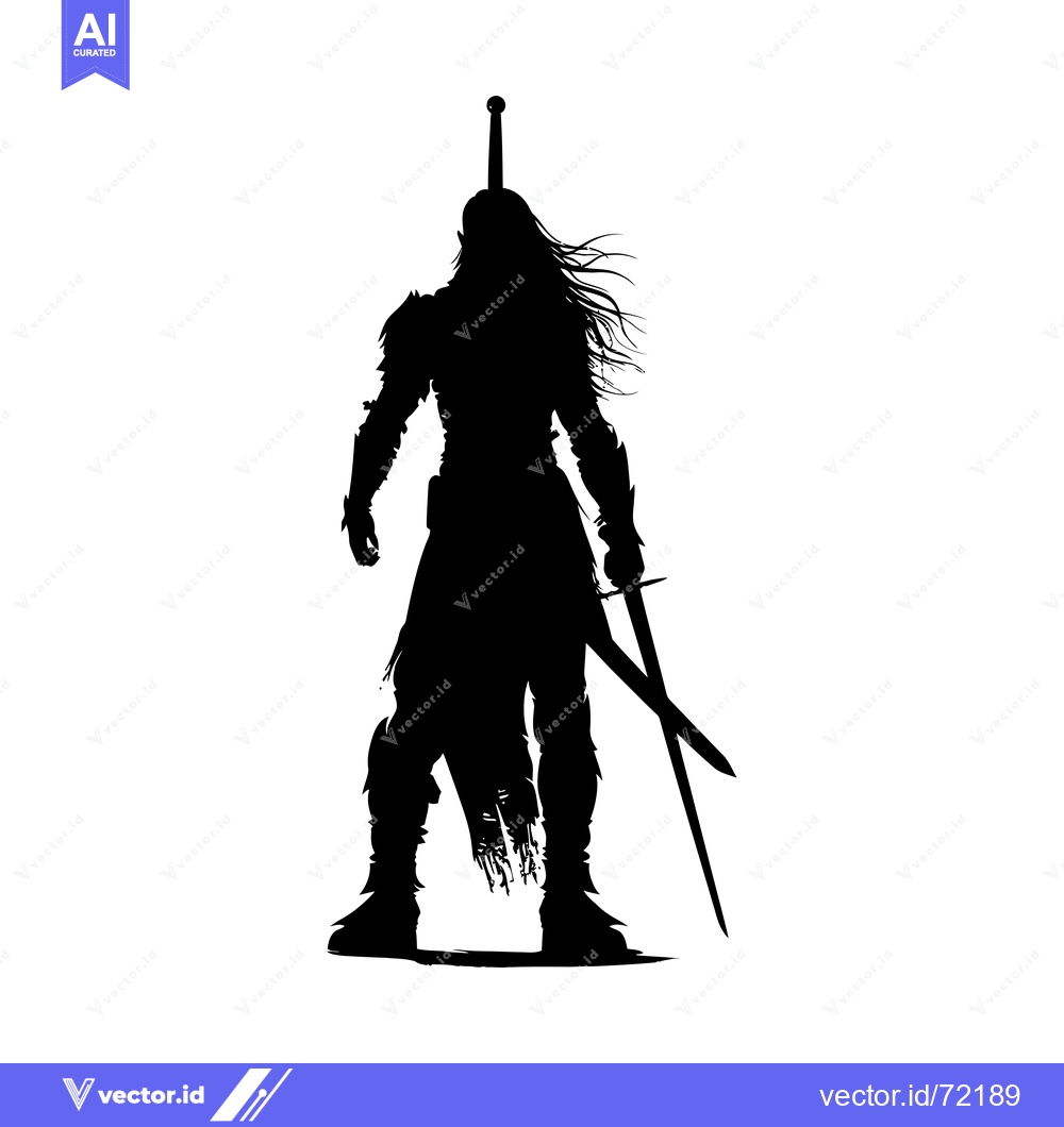 Premium Vector of Silhouette of a Warrior Holding a Sword