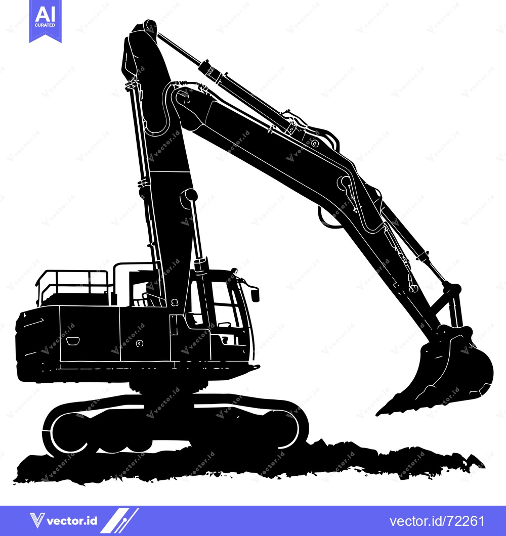 Premium Vector of Excavator silhouette with raised arm and bucket