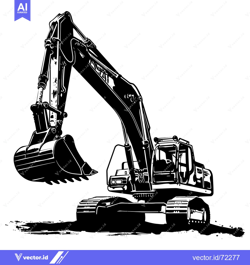 Premium Vector of Excavator with Raised Arm and Bucket