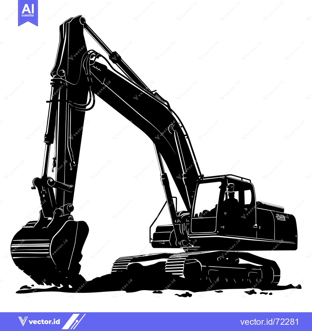 Premium Vector of Silhouette of a Construction Excavator Machine