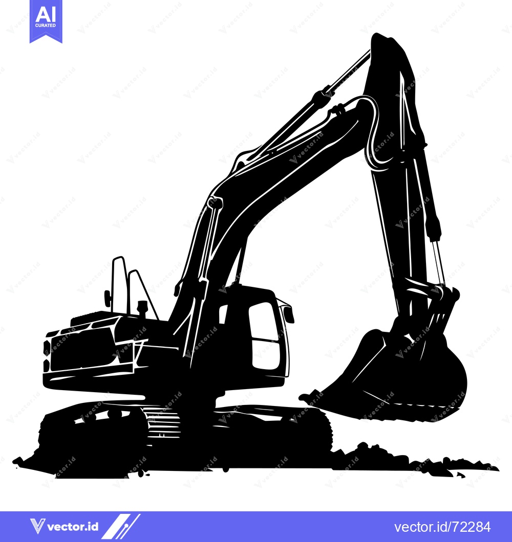 Premium Vector of Silhouette of a Large Excavator with its Arm Raised