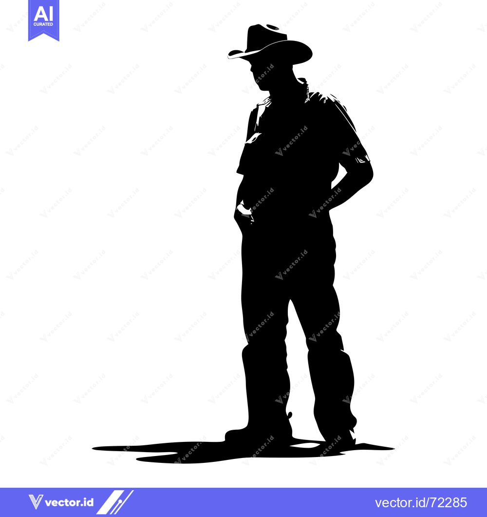 Premium Vector of Silhouette of a Cowboy in a Wide-Brimmed Hat