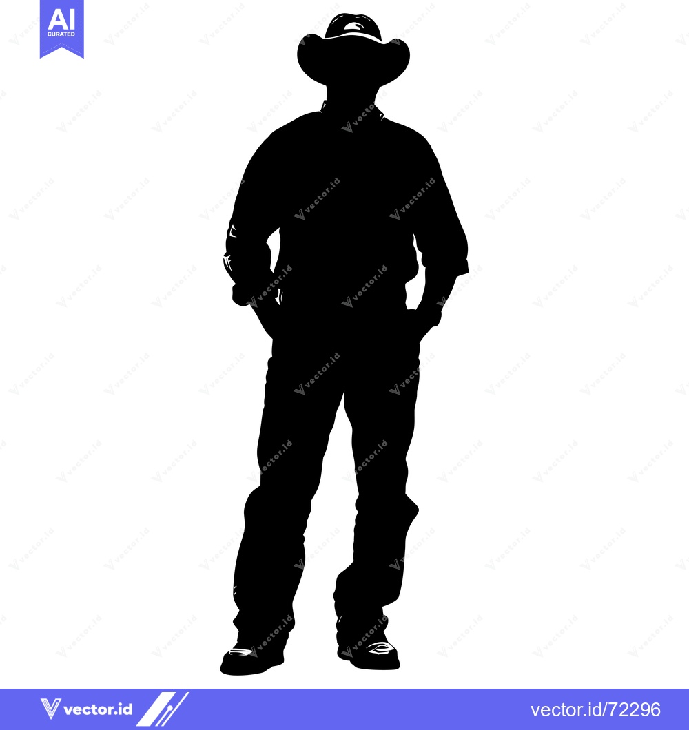 Premium Vector of Silhouette of a Cowboy Standing with Hands in Pockets