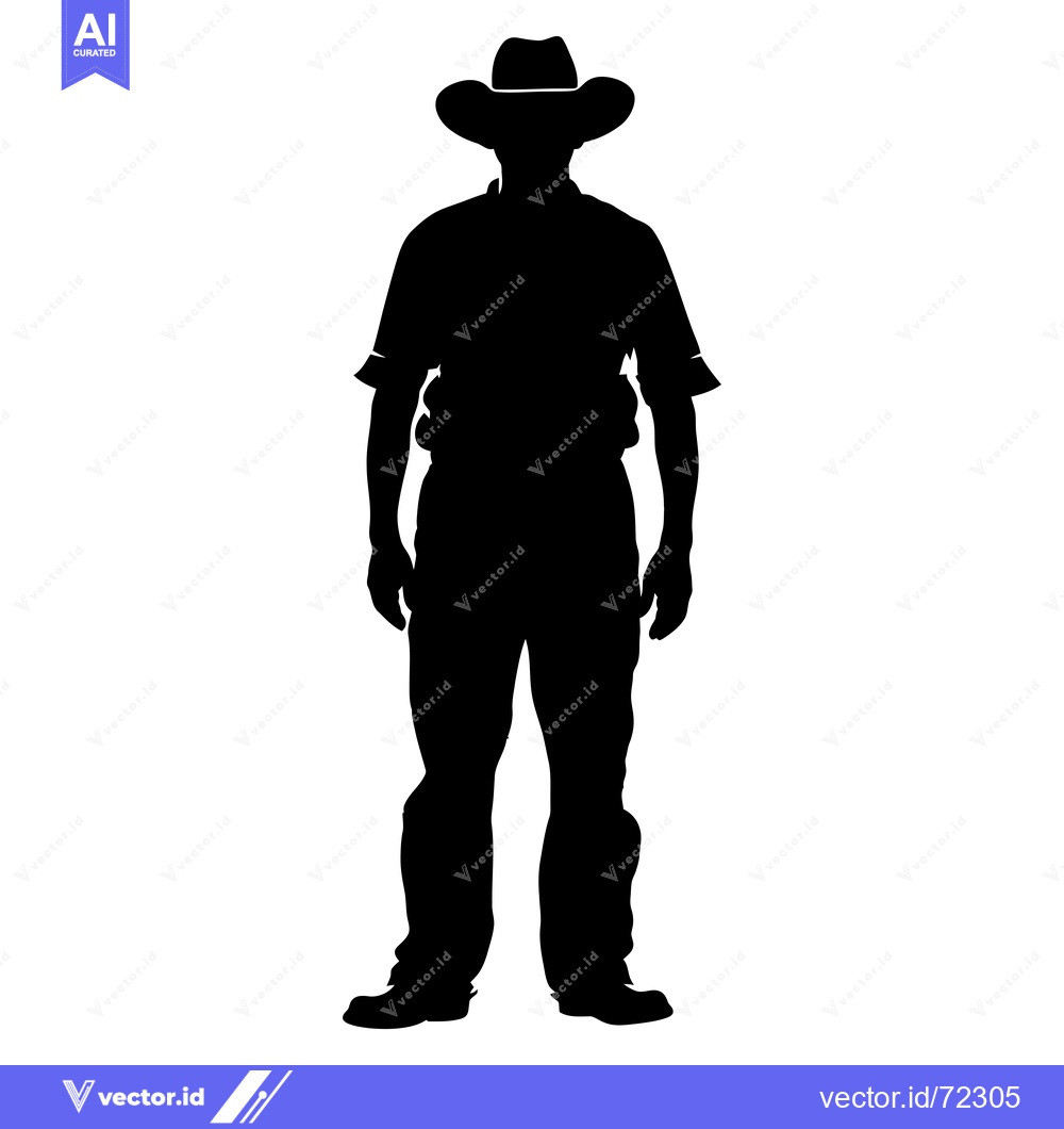 Premium Vector of Silhouette of a Man in a Cowboy Hat and Work Clothes