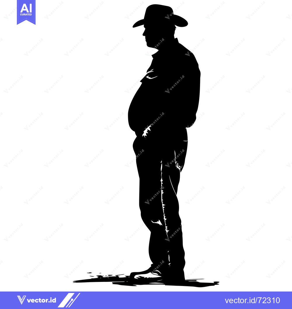 Premium Vector dari Silhouette of a Man in a Cowboy Hat