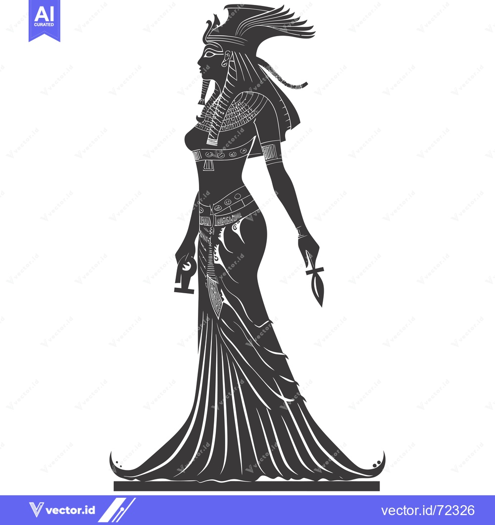 Premium Vector of Egyptian Goddess with Wings and Ankh in Hand