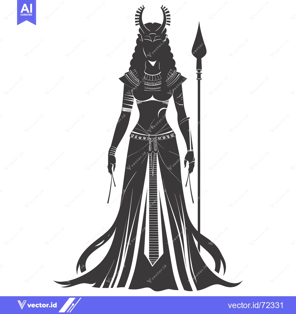 Premium Vector dari Silhouette of a Woman in Ancient Egyptian Attire with a Spear