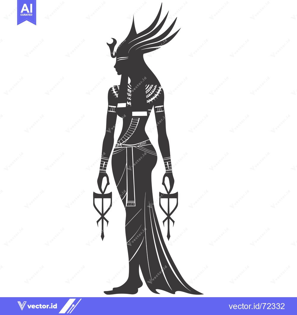 Premium Vector of Silhouette of an Egyptian Goddess Holding an Ankh
