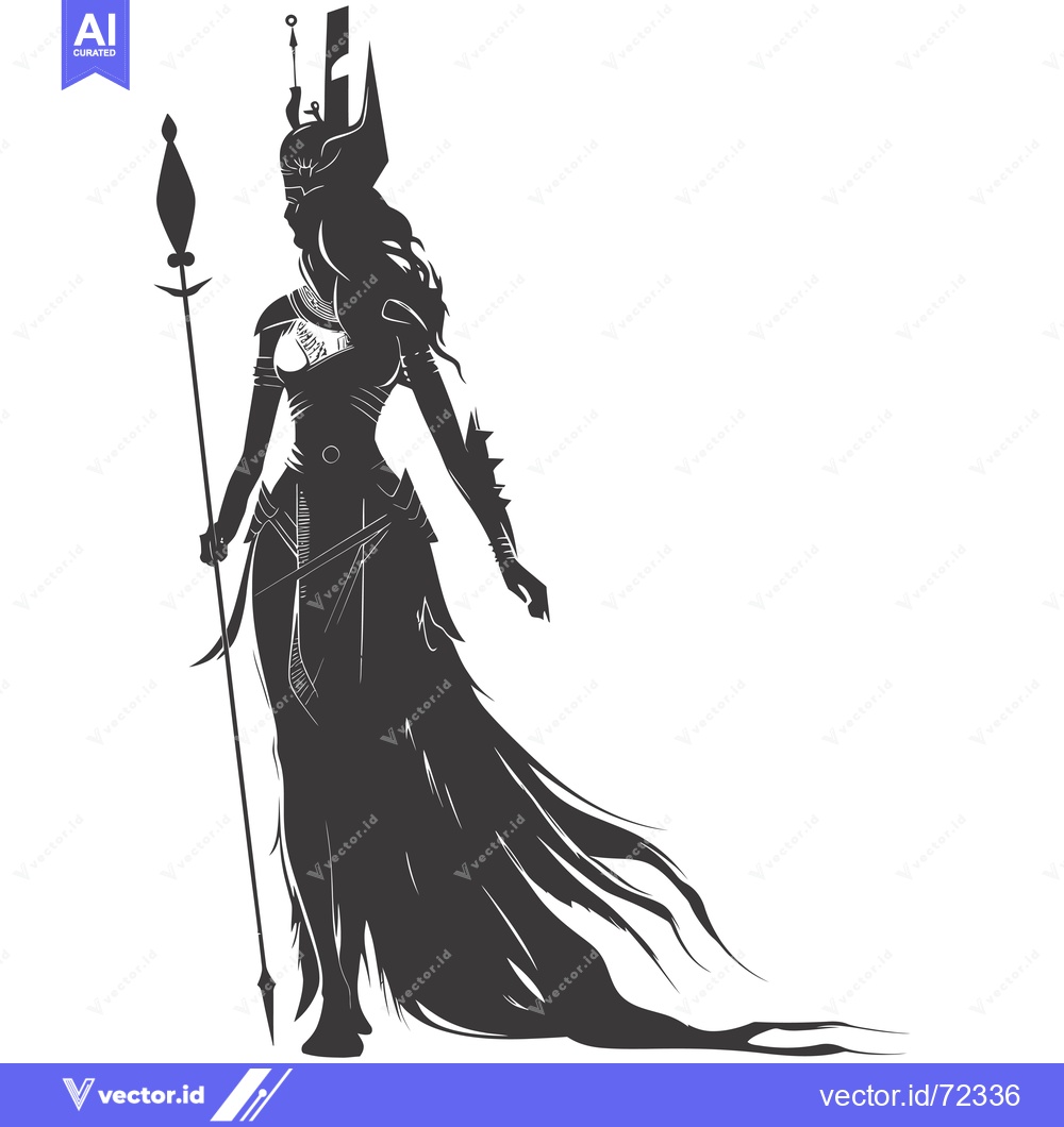 Premium Vector dari Silhouette of a Warrior Woman with a Spear