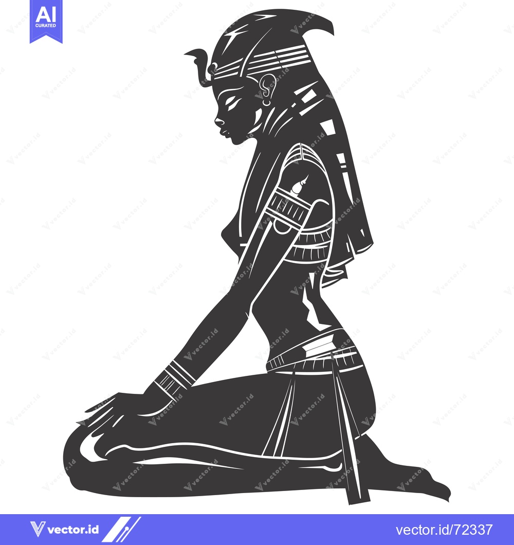 Premium Vector of Black and White Silhouette of an Egyptian Woman in a Headress