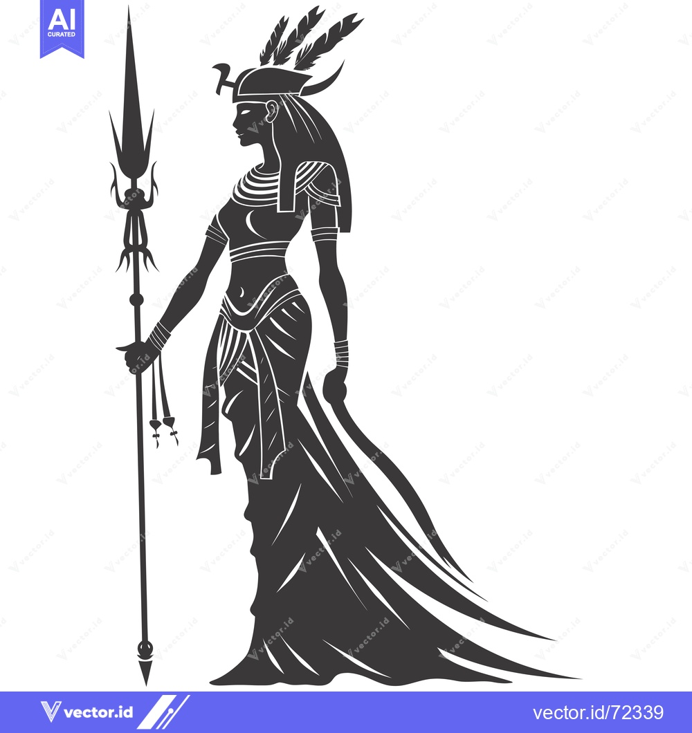 Premium Vector dari Silhouette of an Egyptian Goddess Holding a Spear