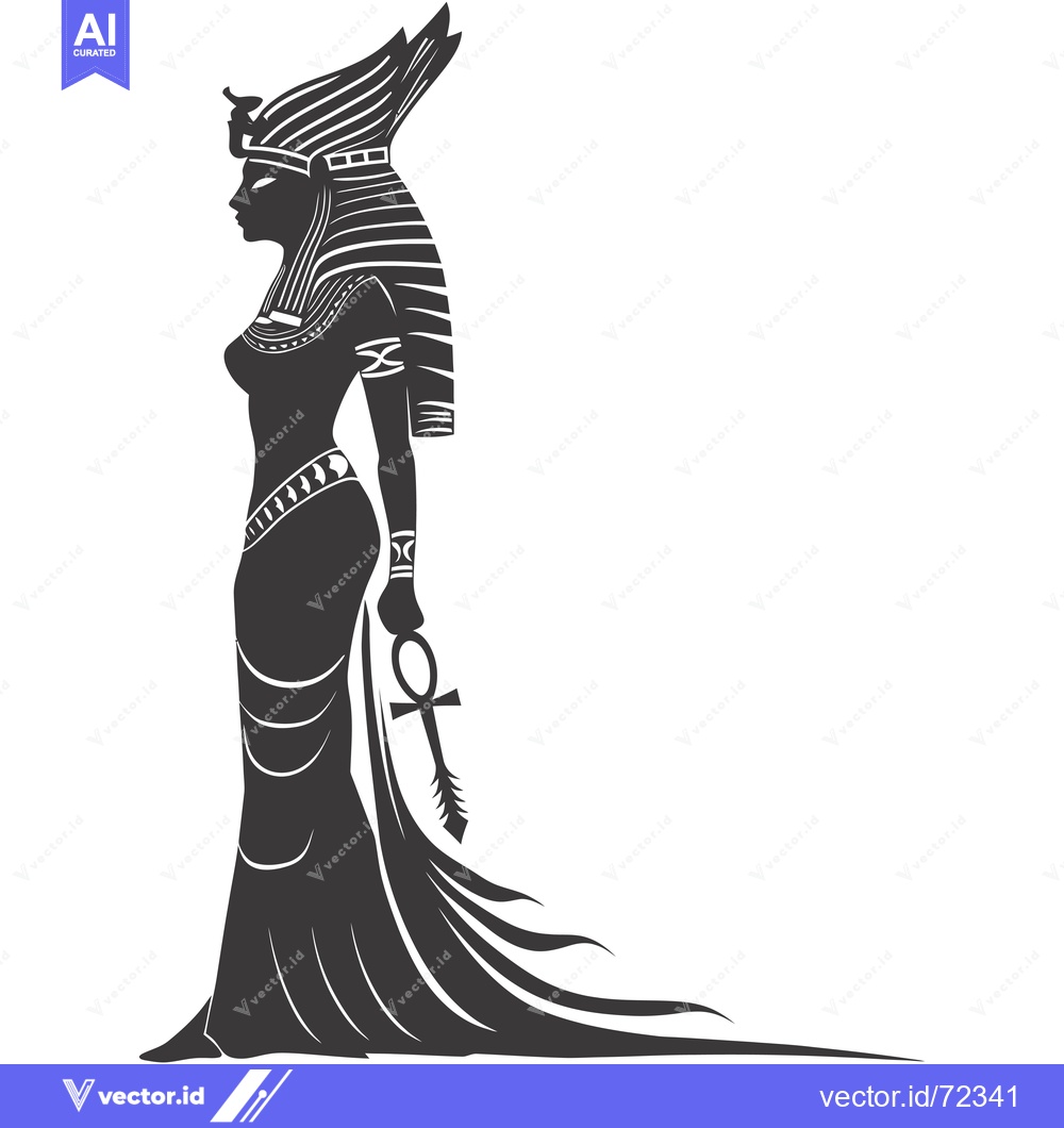 Premium Vector dari Silhouette of an Egyptian Queen with an Ankh