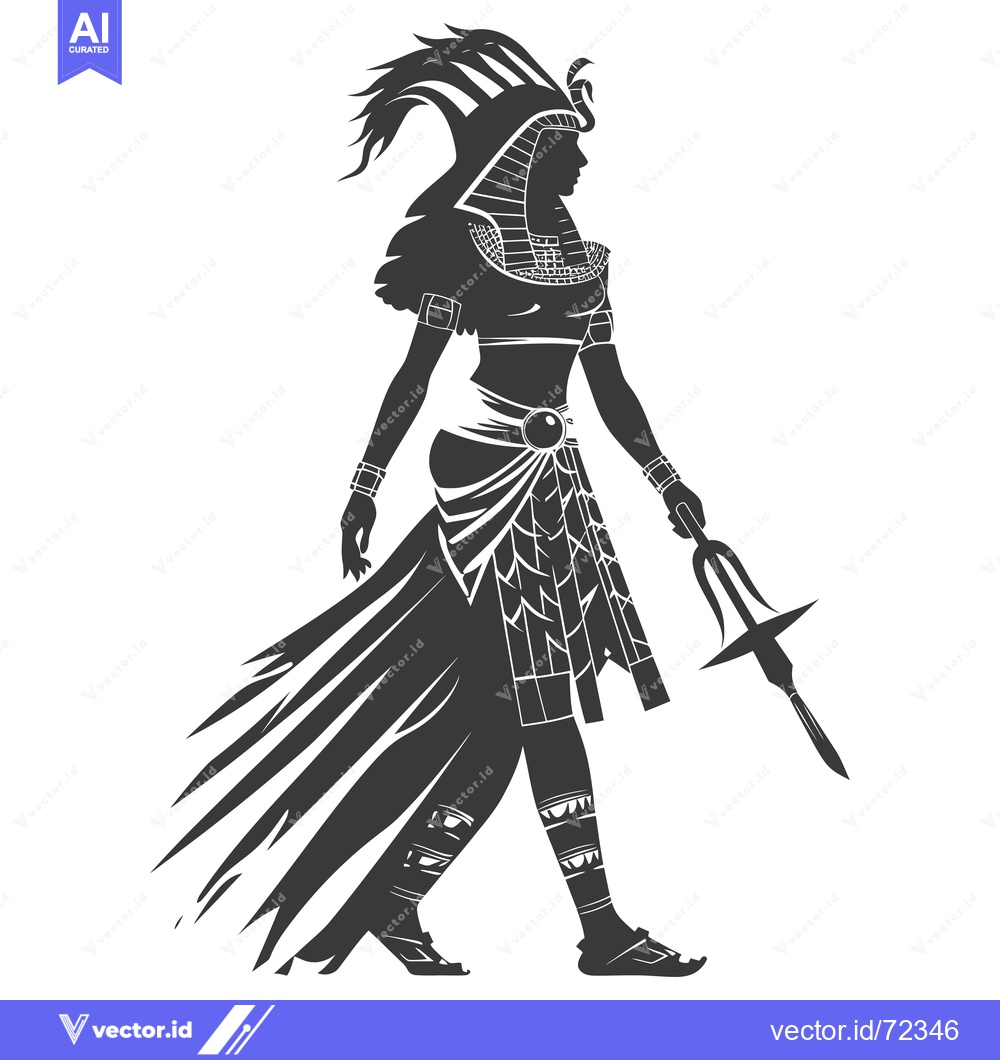Premium Vector dari Silhouette of an Egyptian Woman in Traditional Dress and Headdress