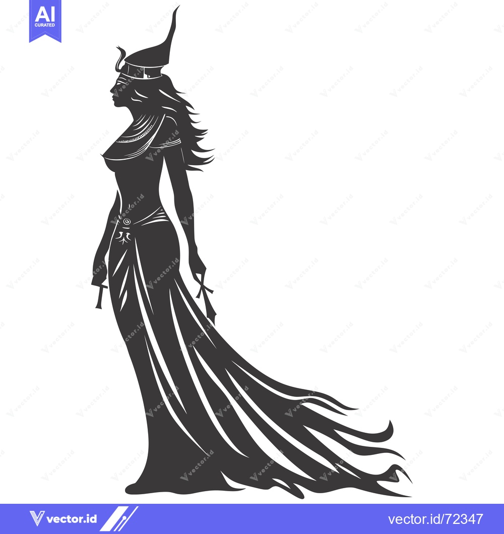 Premium Vector dari Silhouette of a Woman Wearing a Crown and Flowing Robe