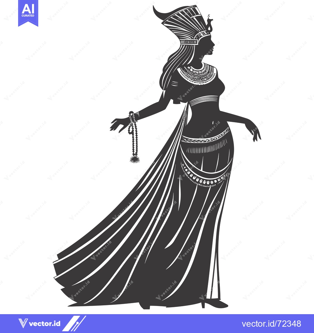 Premium Vector dari Silhouette of an Egyptian Queen in a Flowing Robe