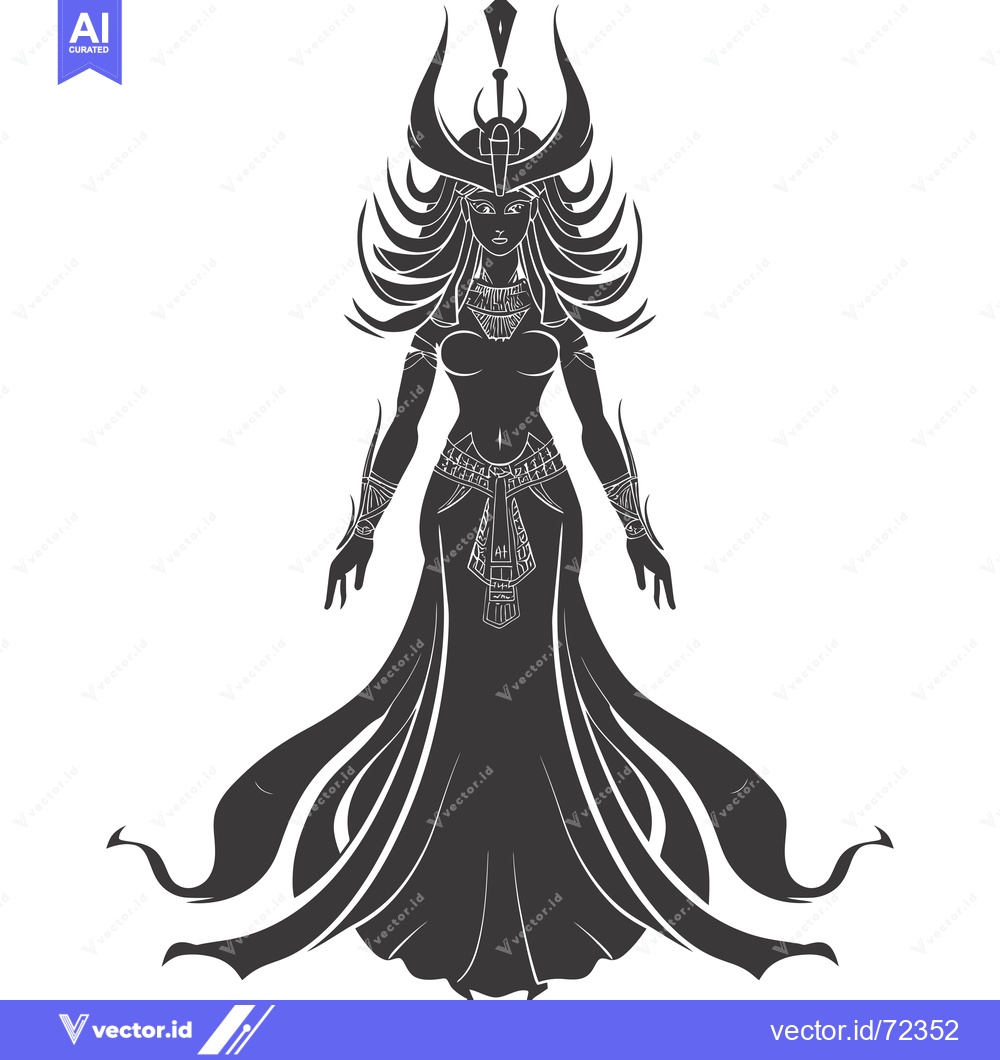 Premium Vector dari Stylized Silhouette of a Female Figure with an Elaborate Headpiece