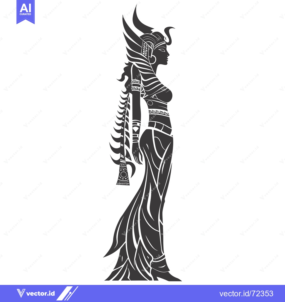 Premium Vector dari Stylized Silhouette of a Female Figure with Ornate Headwear and Dress