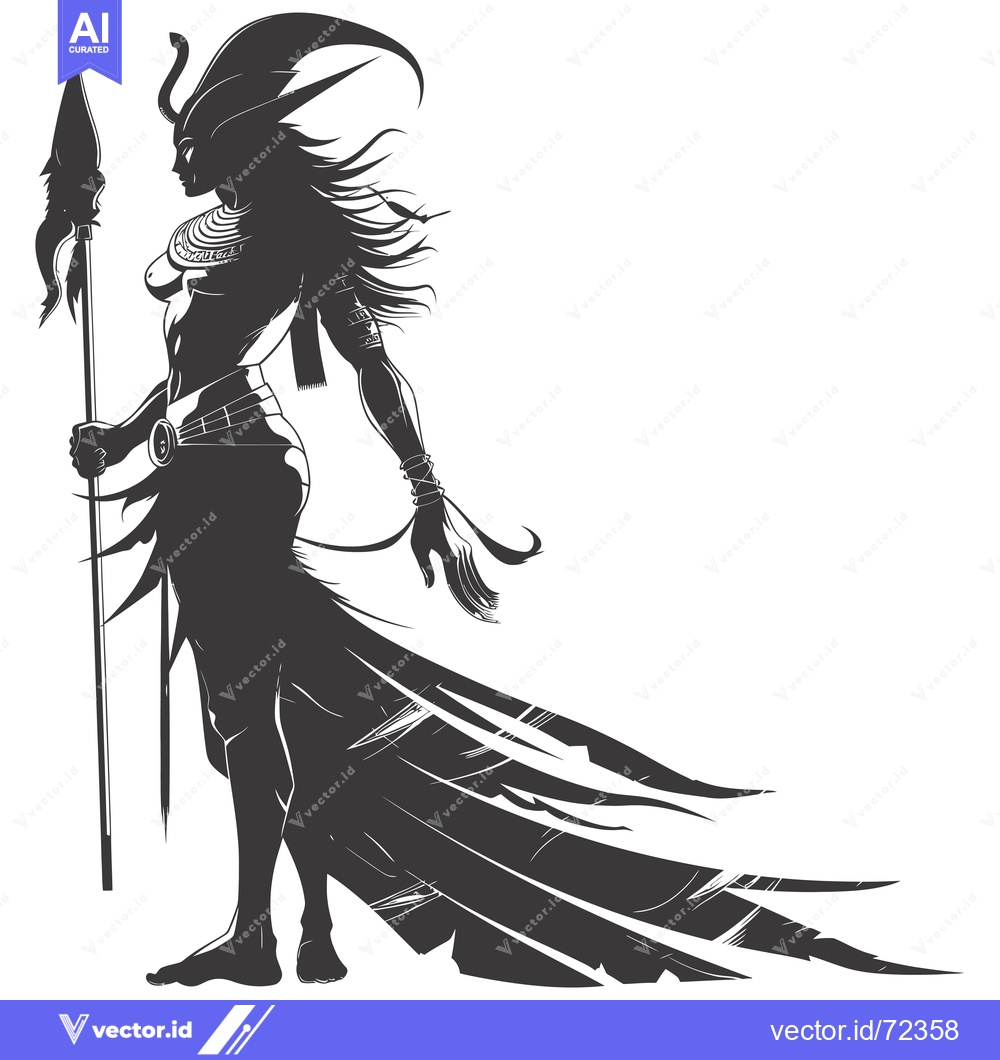 Premium Vector of Silhouette of a Warrior Woman with a Spear