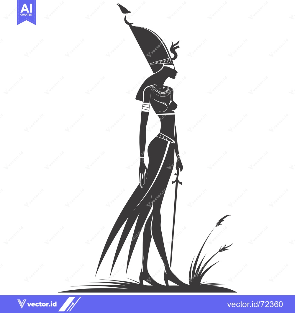 Premium Vector of Silhouette of an Egyptian Goddess Holding a Staff