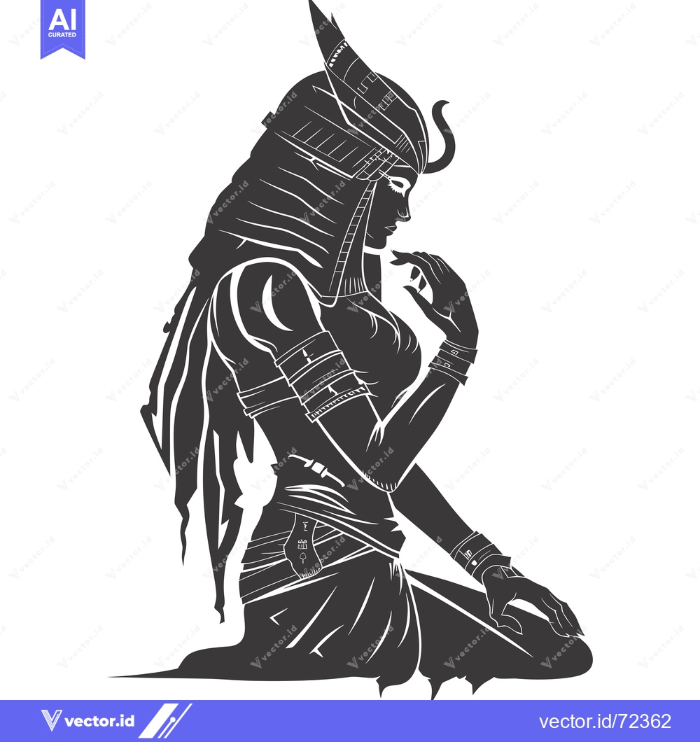 Premium Vector dari Silhouetted Woman in Headwear with Horns and Elaborate Clothing