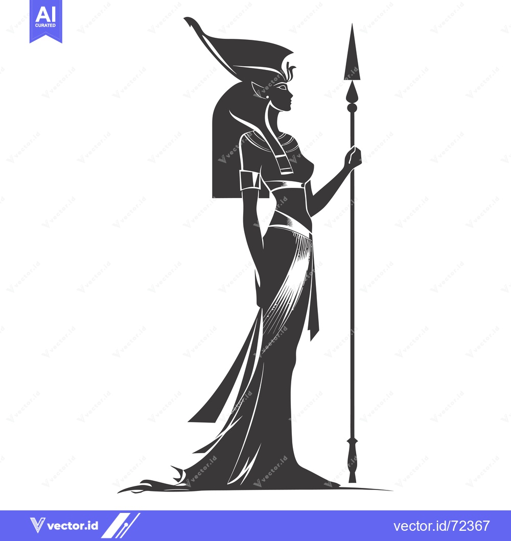 Premium Vector of Silhouette of an Egyptian Goddess Holding a Spear