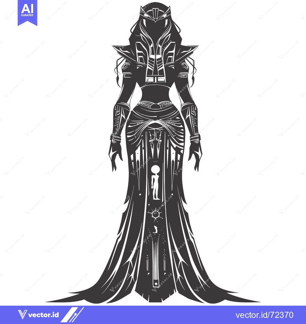Premium Vector dari Silhouette of a cloaked female figure with detailed design elements an