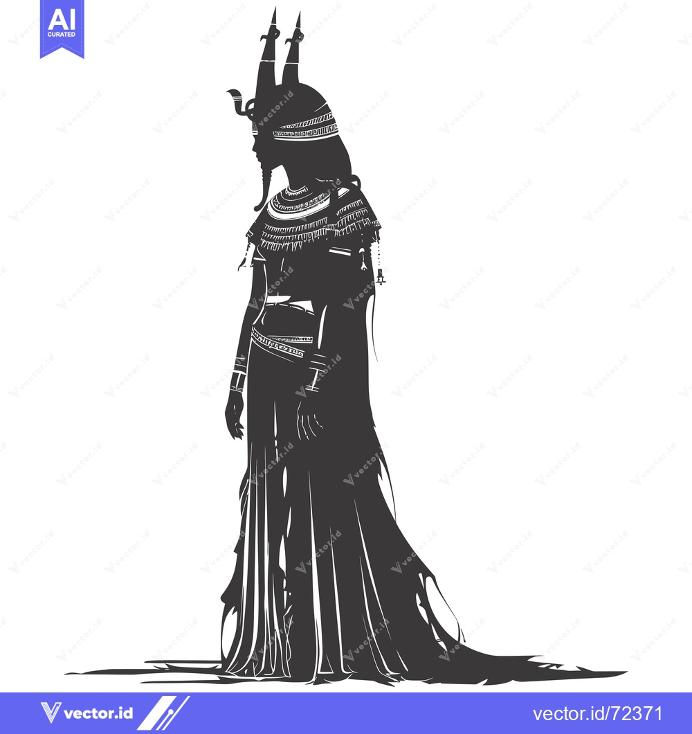 Premium Vector of Silhouette of a Woman in Egyptian Clothing with Horns