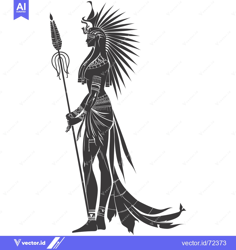 Premium Vector dari Silhouette of an Egyptian Goddess Holding a Staff