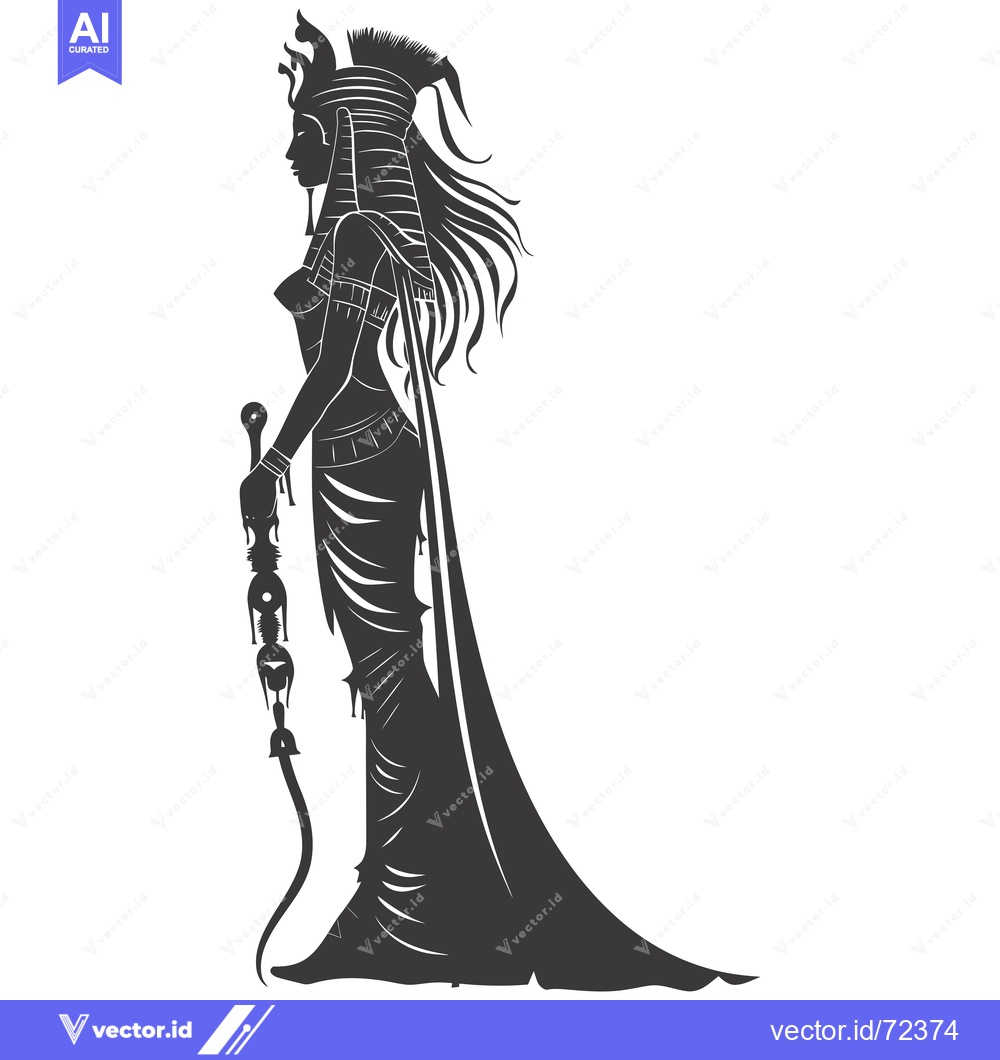 Premium Vector dari Silhouette of an Egyptian Woman Holding a Staff