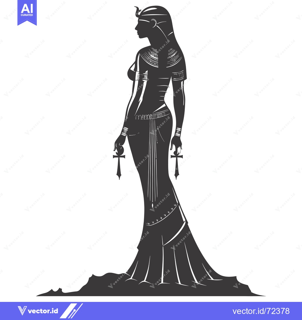 Premium Vector of Silhouette of an Egyptian Goddess Holding Ankh Symbols