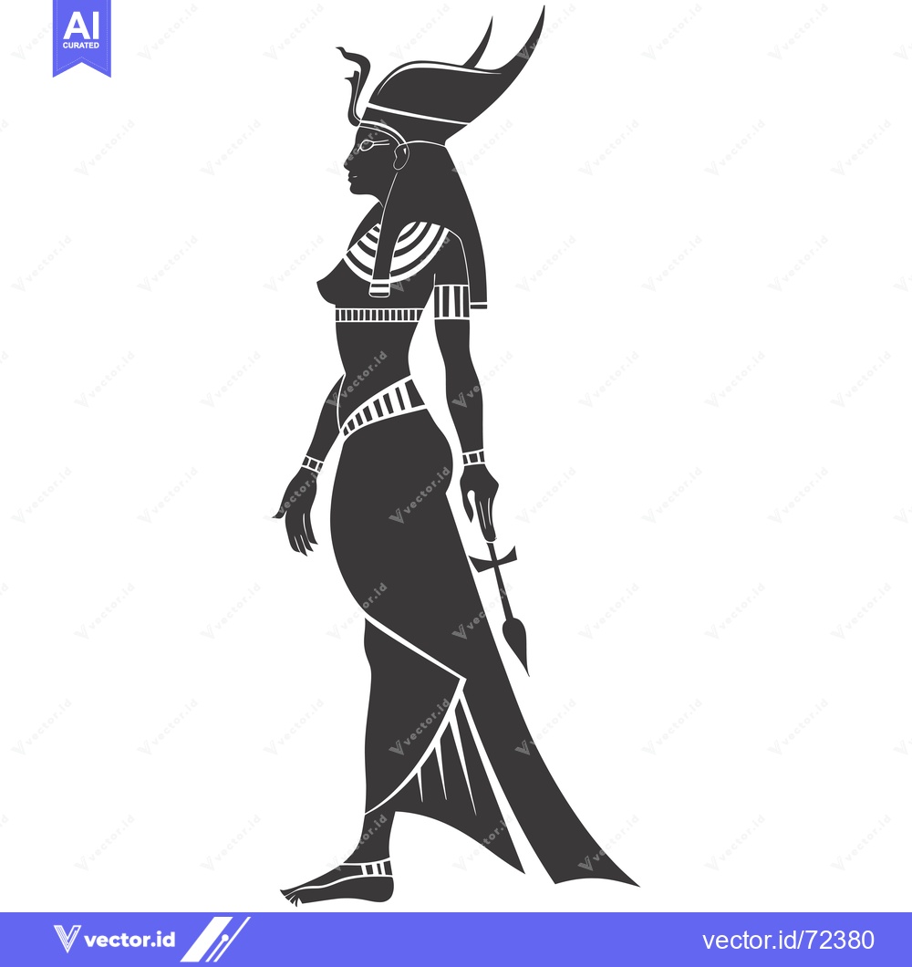 Premium Vector of Silhouette of an Egyptian Goddess with a Staff