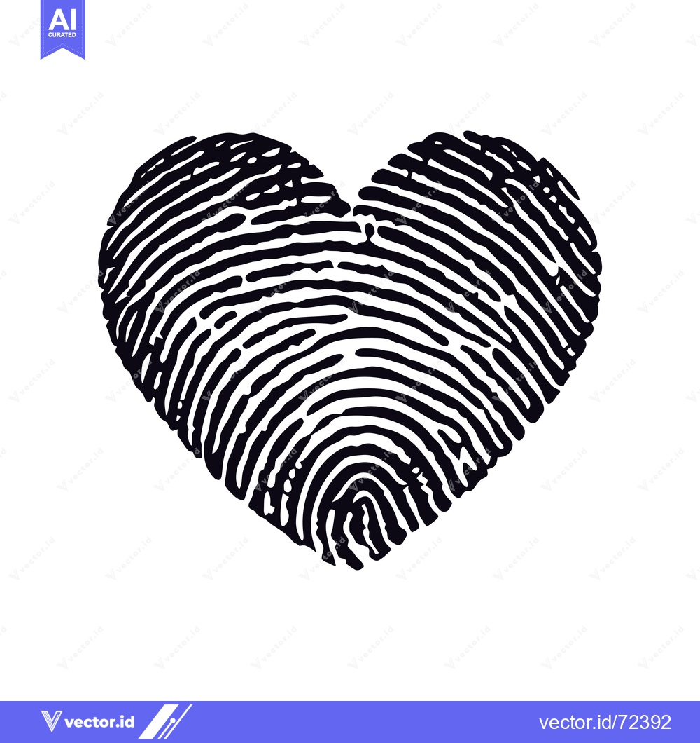 Premium Vector dari Fingerprint-shaped Heart Design in Black and White