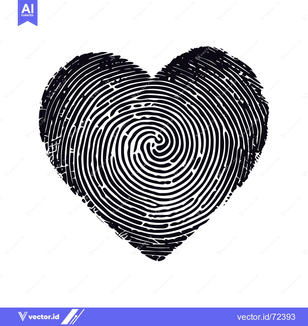Premium Vector of A heart-shaped fingerprint with a swirling pattern