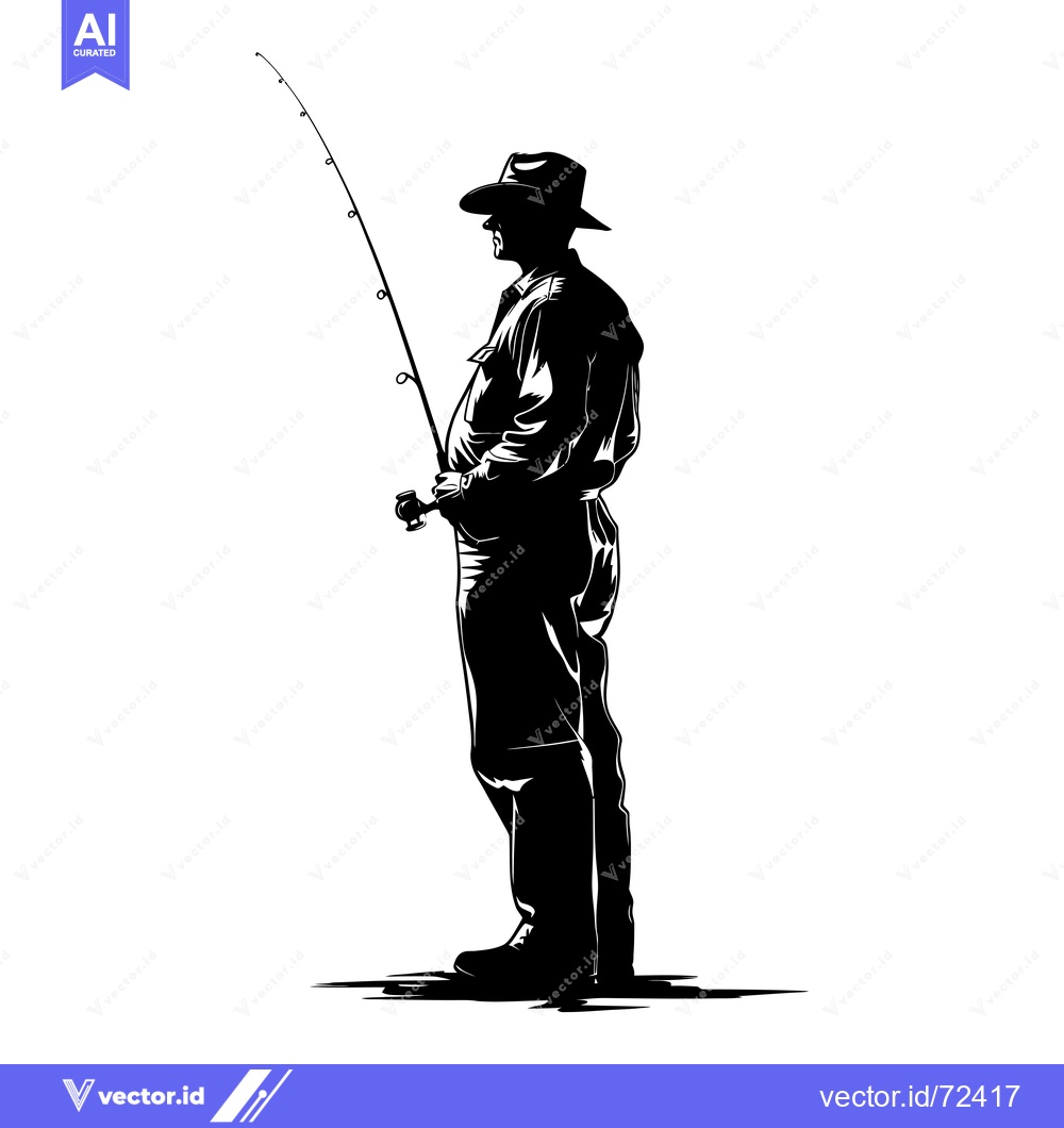 Premium Vector dari Silhouette of a Man Fishing with a Rod