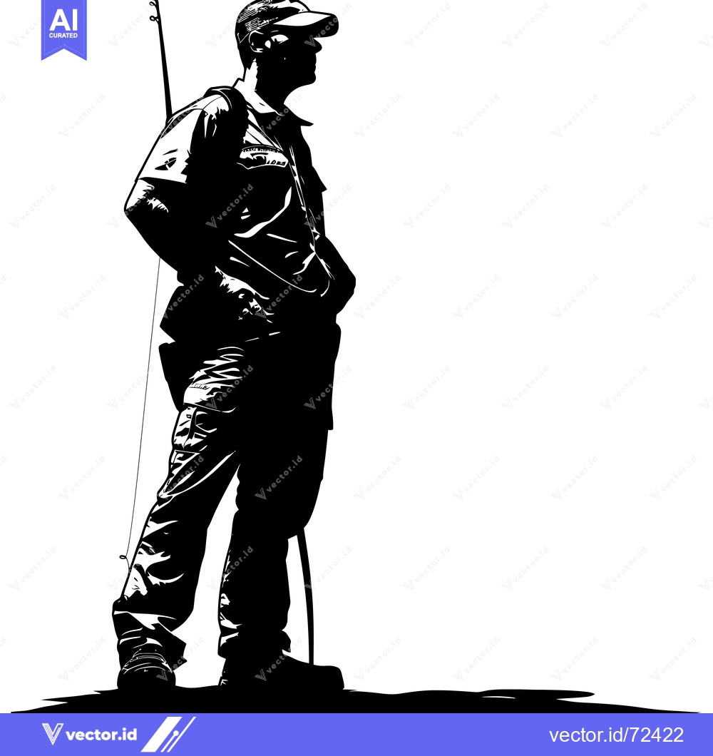 Premium Vector of Silhouette of a Man Holding a Fishing Rod