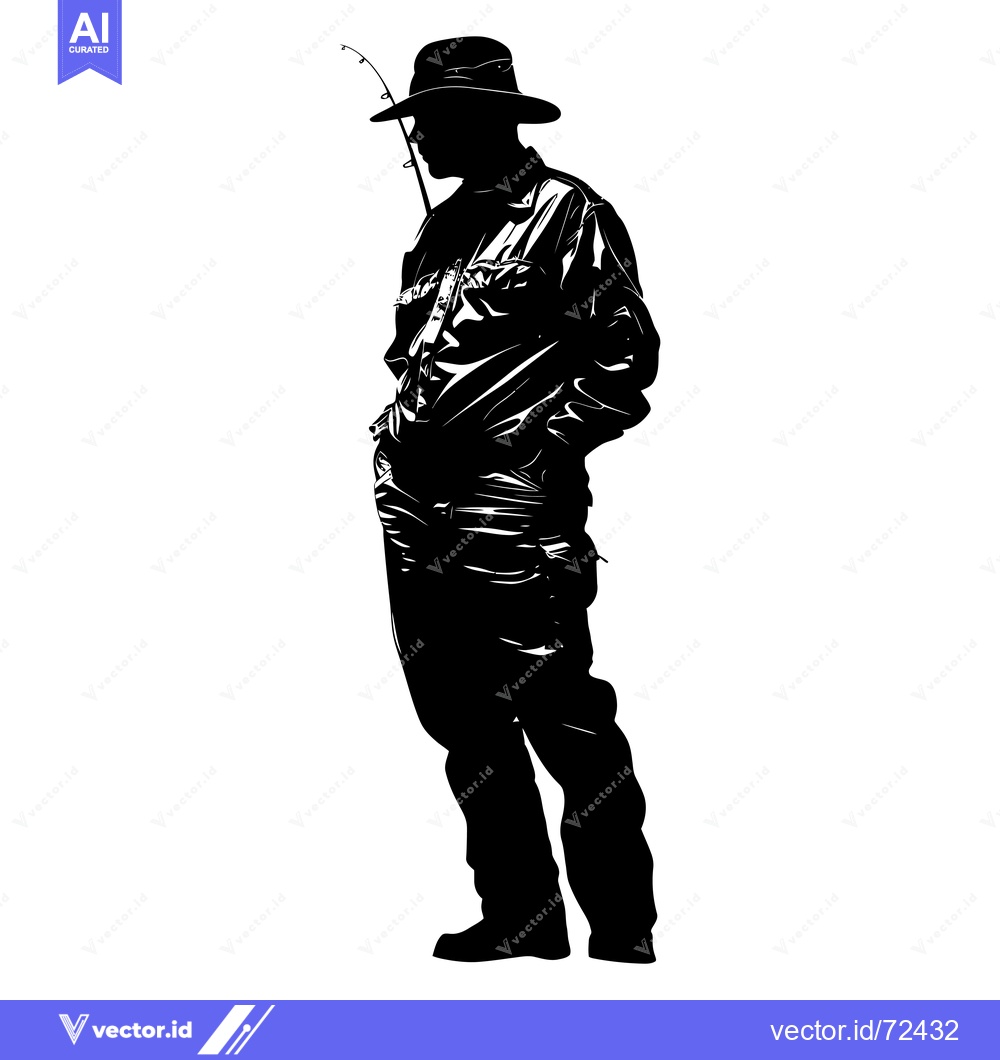 Premium Vector of Silhouette of a Man Holding a Fishing Rod