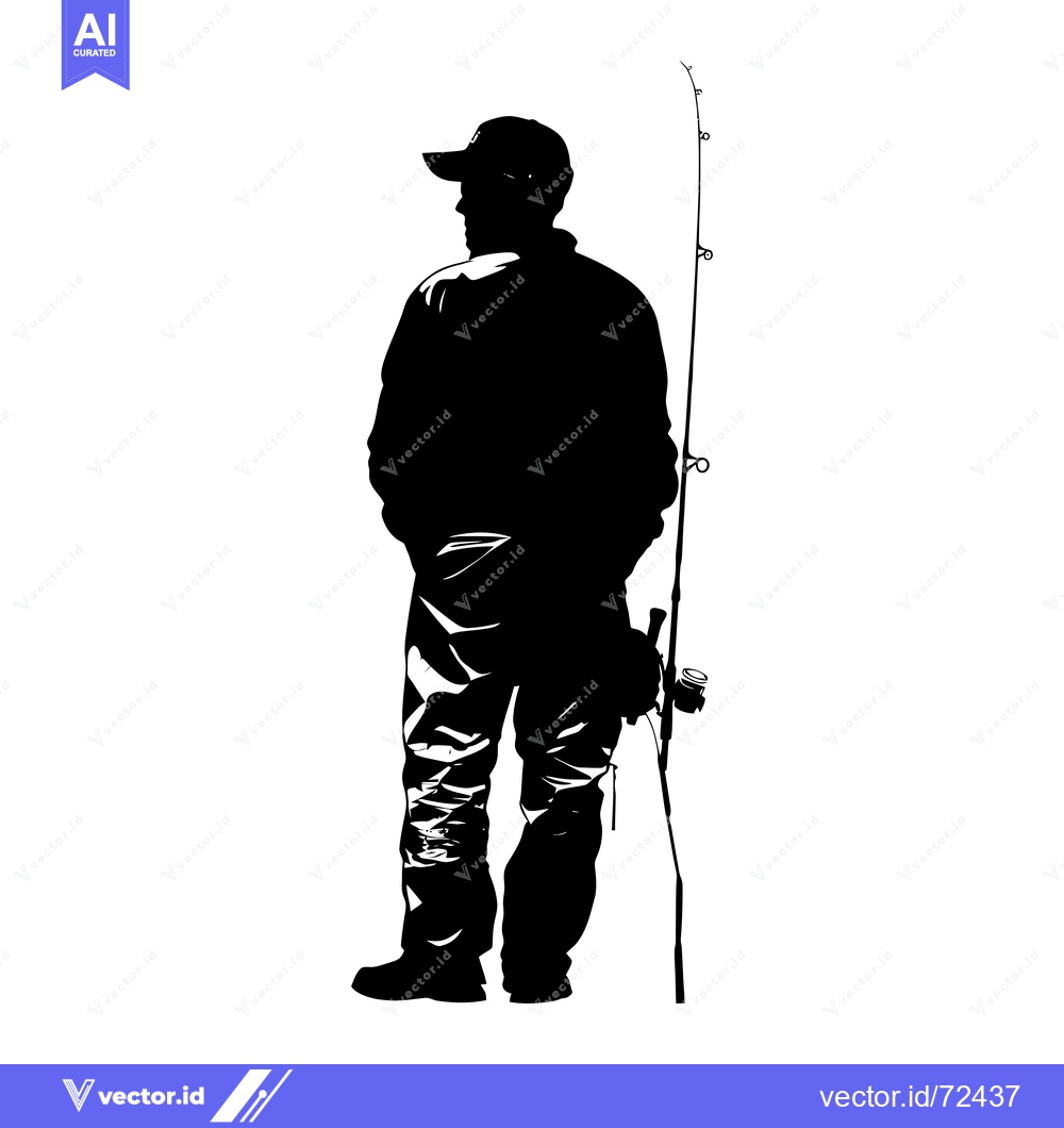 Premium Vector of Silhouette of a Fisherman with a Fishing Rod