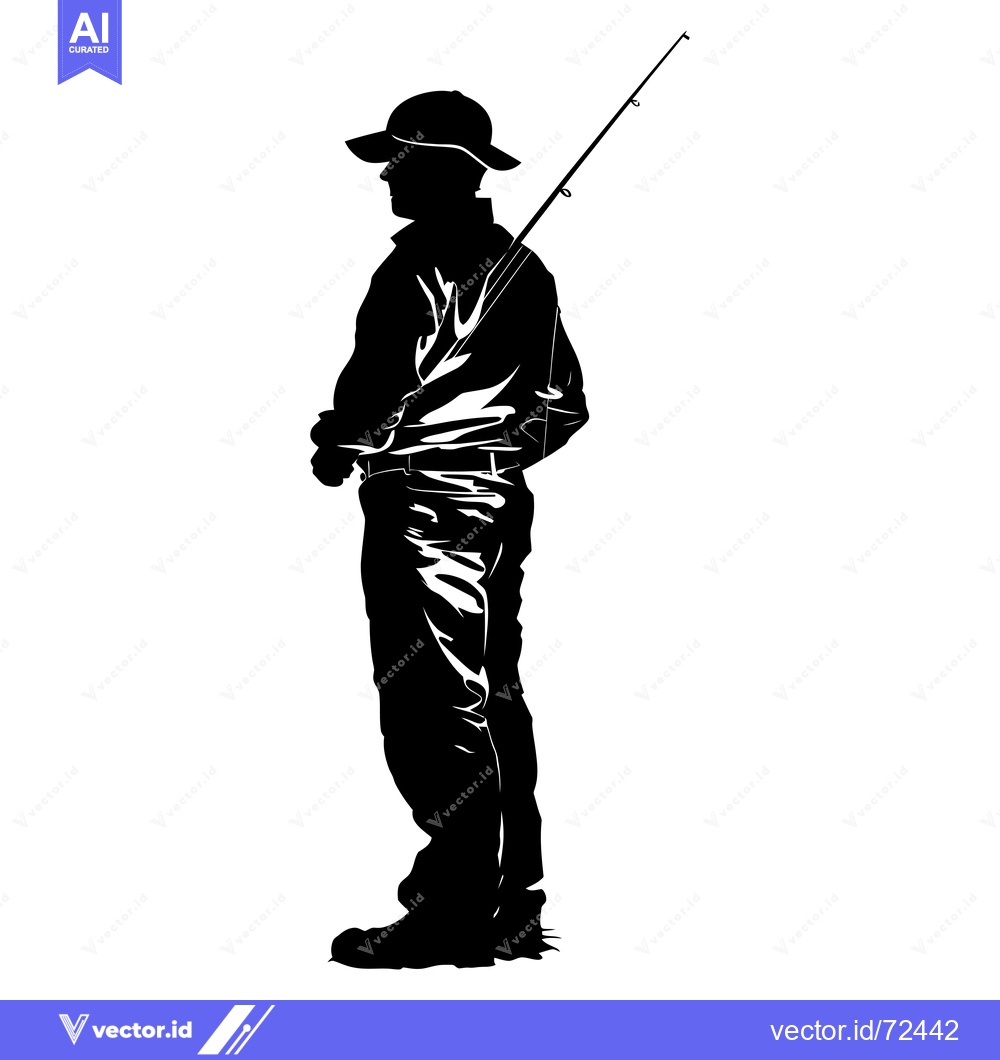 Premium Vector dari Silhouette of a Man Fishing with a Rod