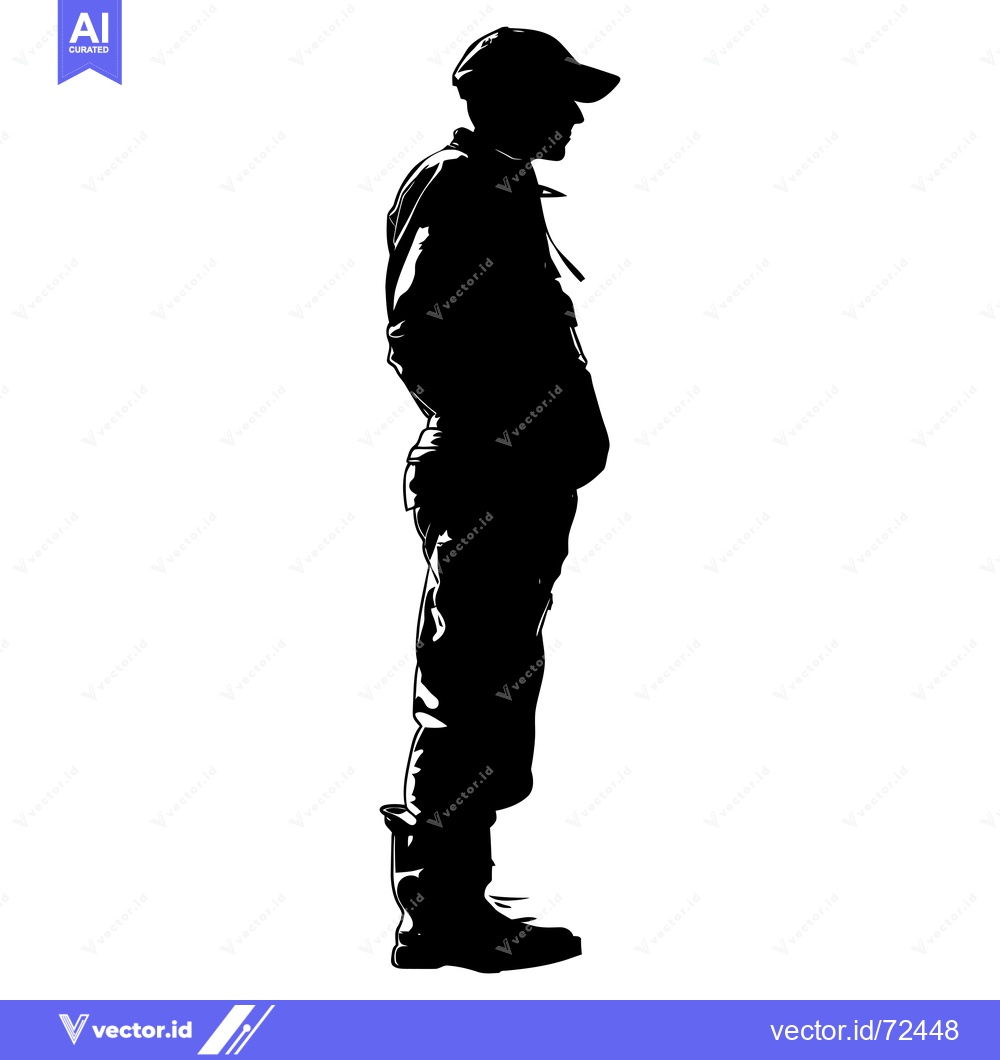 Premium Vector of Silhouette of a man standing in a cap and jacket