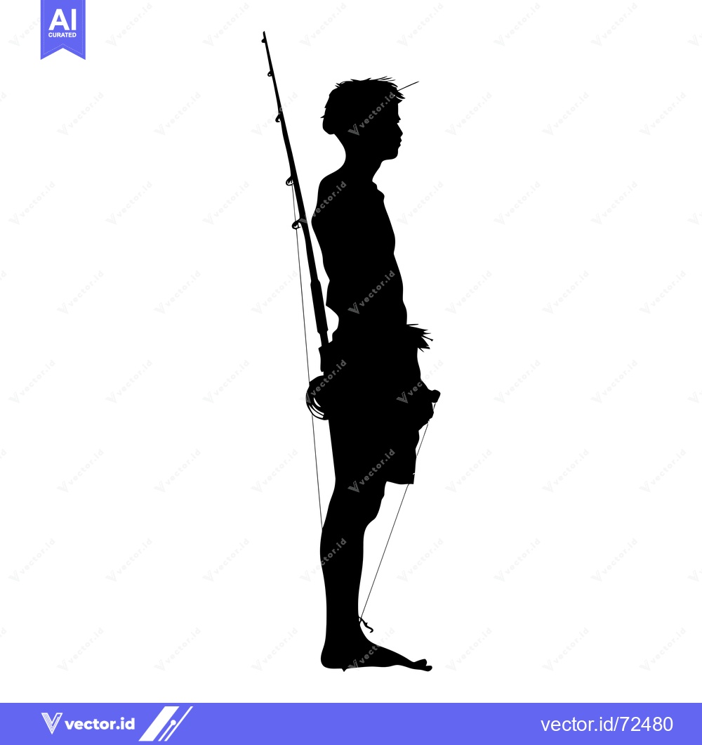 Premium Vector of Silhouette of a Person Holding a Fishing Rod