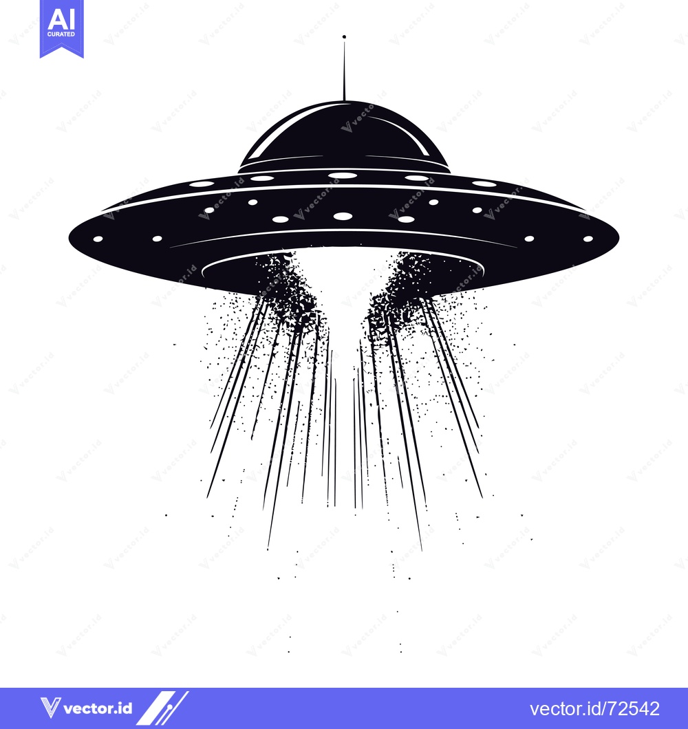 Premium Vector of Silhouette of a UFO with a beam of light emanating from it