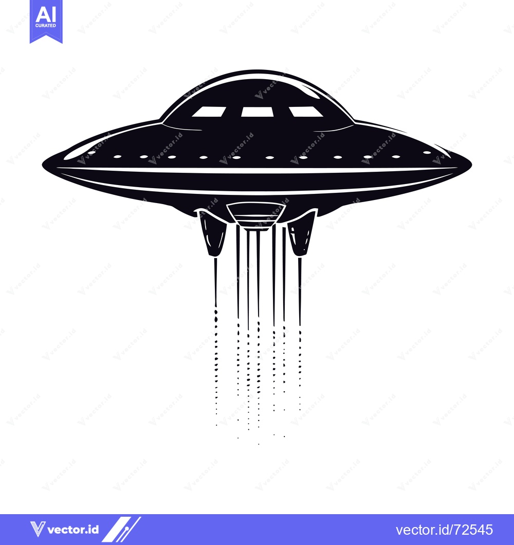 Premium Vector dari Black and White Silhouette of a UFO with Beams