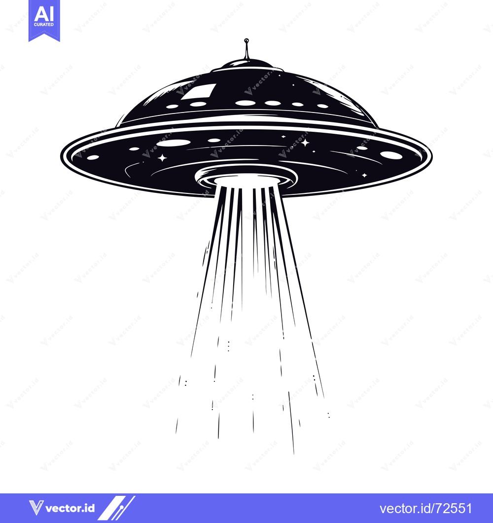 Premium Vector dari Black and White Illustration of a Flying Saucer