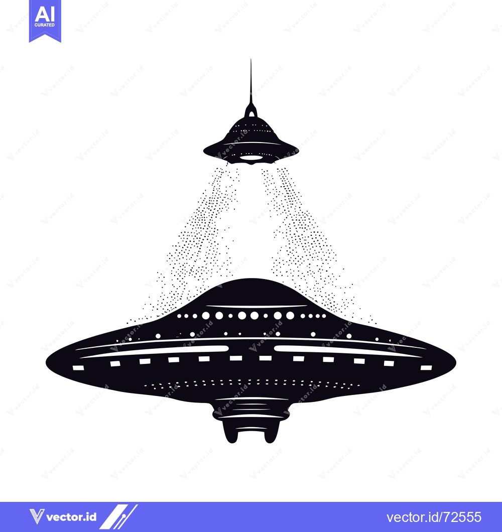 Premium Vector dari Two Black and White Silhouettes of Unidentified Flying Objects